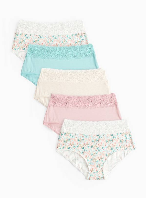 Floral Comfort Lace Midi Knickers 5 Pack 16